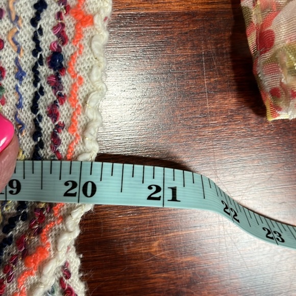 Anthropologie Postmark Womens Crop Sweater M Red Orange Stripes Peekaboo Sleeve - Picture 8 of 9